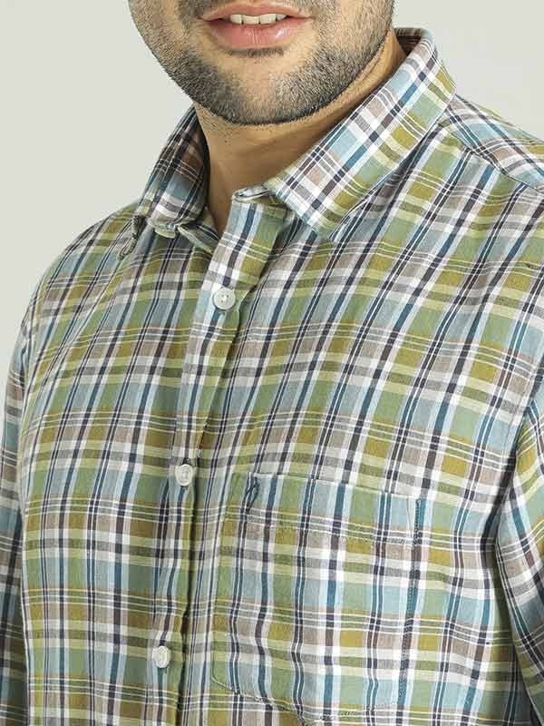 Indian Terrain Men Checkered Green Shirt